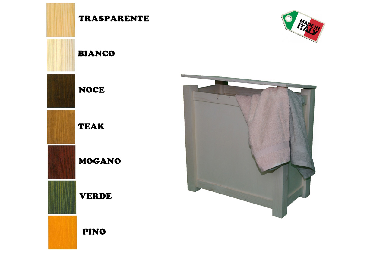 Portabiancheria in legno colore bianco stile shabby chic